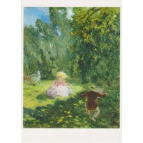 "Prairie du Parc de Calais" de Paul-Albert Besnard reproduction sur carte postale.