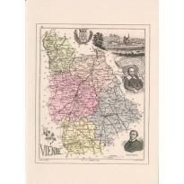 Carte postale reproduction ancienne carte géographique de la Vienne-